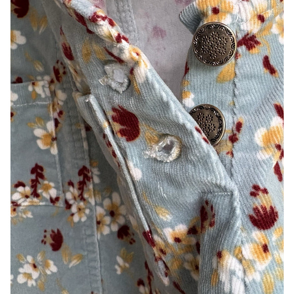 TAHARI Baby Girl Size 12M Blue Floral Corduroy Overall Jumper Dress Layering - Picture 7 of 11